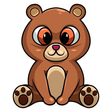  Cute bear cartoon sitting on white background