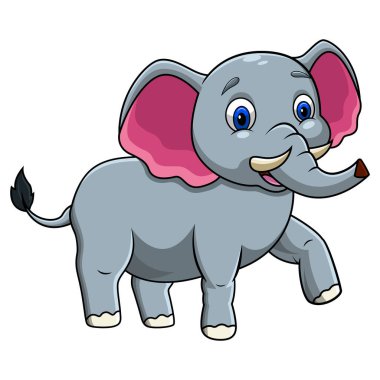 A cute elephant cartoon walking 
