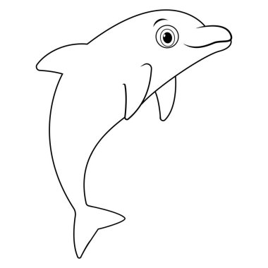 Cute dolphin cartoon jumping on white background