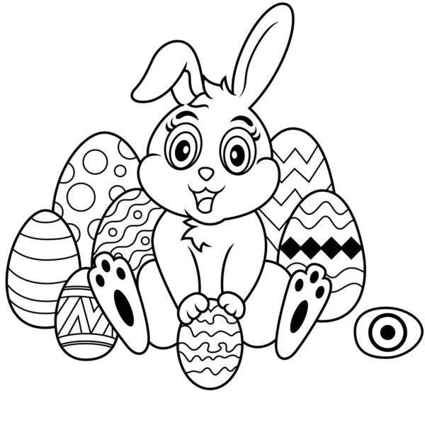 Mignon Petit Lapin Avec Oeuf Pâques — Image vectorielle