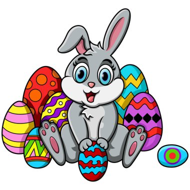 Cute little bunny with Easter egg 