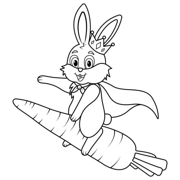 Bunny Montando Una Página Para Colorear Zanahoria — Foto de Stock