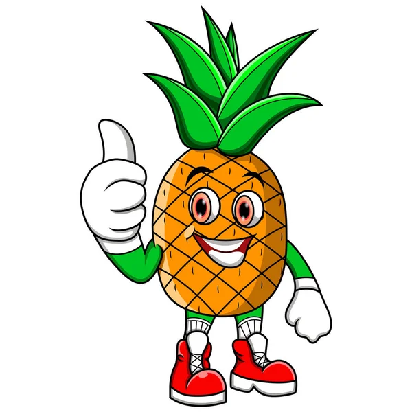 Cartoon Pineapple Giving Thumbs — Stock Photo, Image