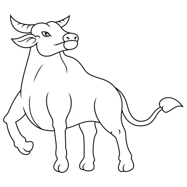 Cartoon Buffalo Isolated White Background — Stock Vector