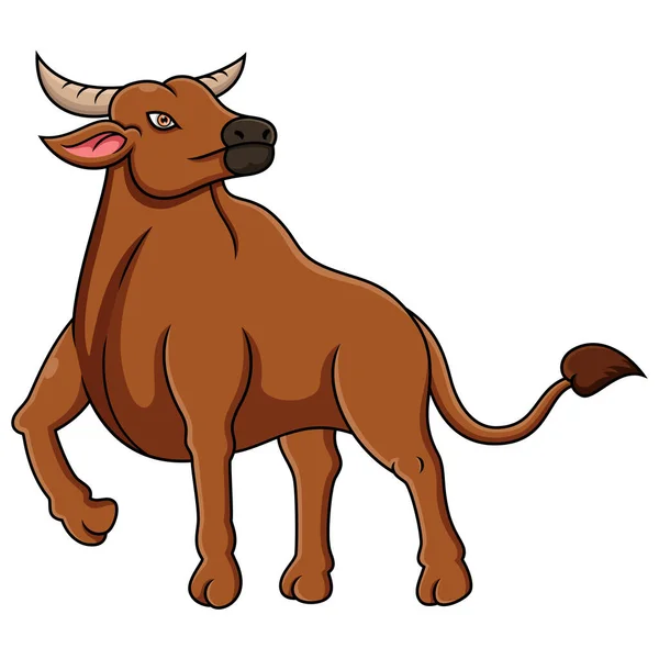 Tecknad Buffel Isolerad Vit Bakgrund — Stock vektor