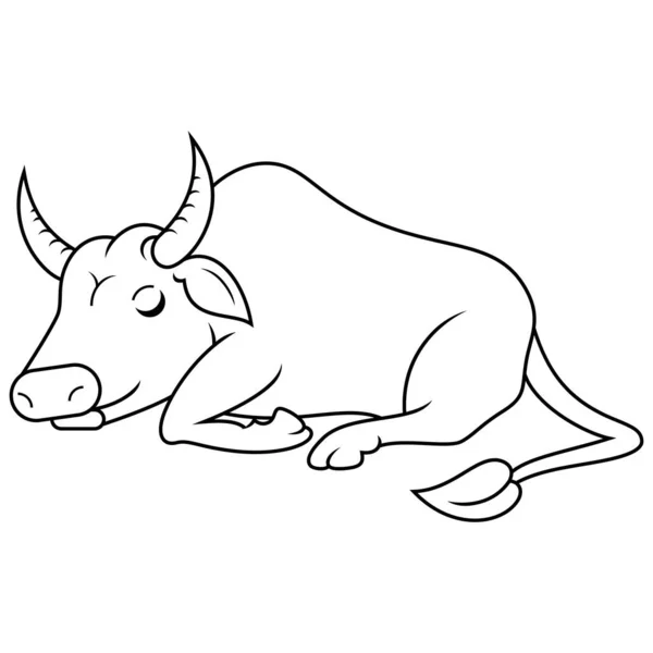 Buffalo Cartone Animato Isolato Line Art — Foto Stock