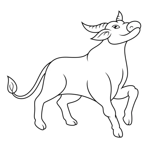 Búfalo Dos Desenhos Animados Isolado Arte Linha — Fotografia de Stock