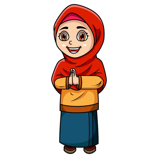 Ilustração Desenhos Animados Mulher Muçulmana Feliz — Fotografia de Stock