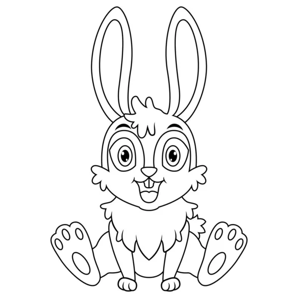 Schattig Baby Bunny Cartoon Zitten Line Art — Stockfoto