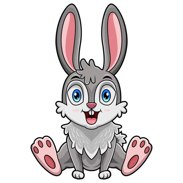 Niedliche Baby Kaninchen Karikatur Sitzt — Stockvektor