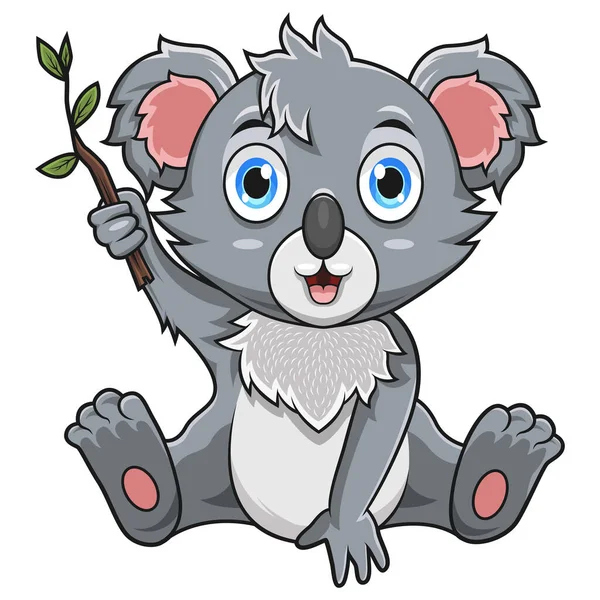 Mignon Bébé Koala Dessin Animé Assis — Image vectorielle