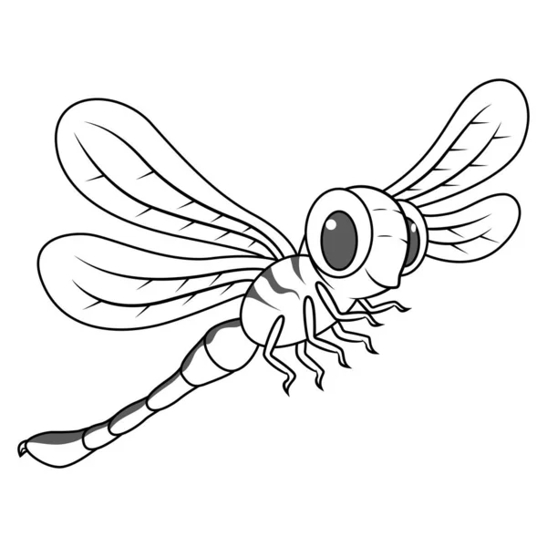 Dessin Animé Drôle Dragonfly Line Art — Photo