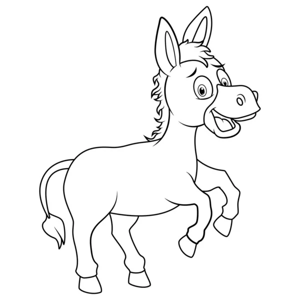 Cartoon Cute Donkey Line Art — Stock Photo, Image
