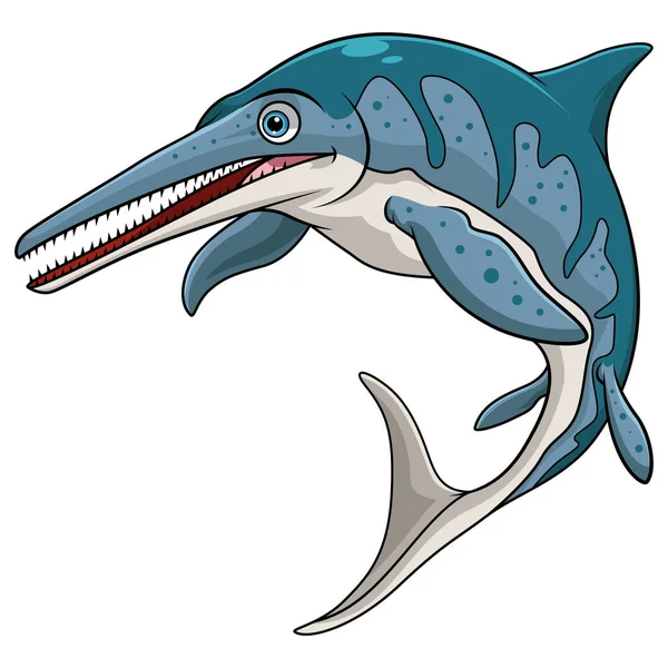 Ichthyosaurus Smile Cartoon Auf Weißem Hintergrund — Stockfoto