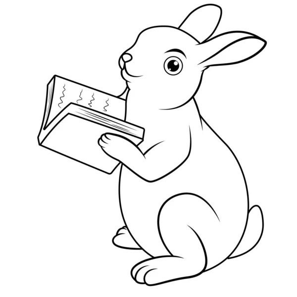 兔子卡通画阅读图书线艺术 — 图库照片