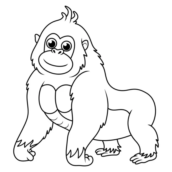 Tecknad Rolig Gorilla Linje Konst — Stockfoto
