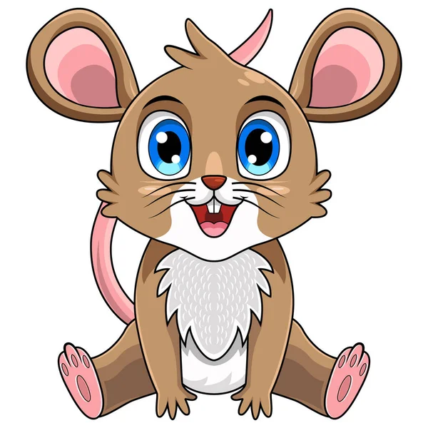 Cute Baby Mouse Cartoon Sitting — Stock Vector