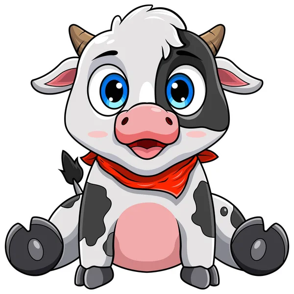 Bonito Bebê Vaca Desenhos Animados Sentado — Vetor de Stock