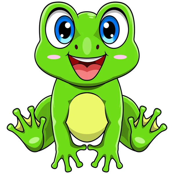 Illustration Cute Baby Frog Cartoon Sitting — Stock Vector