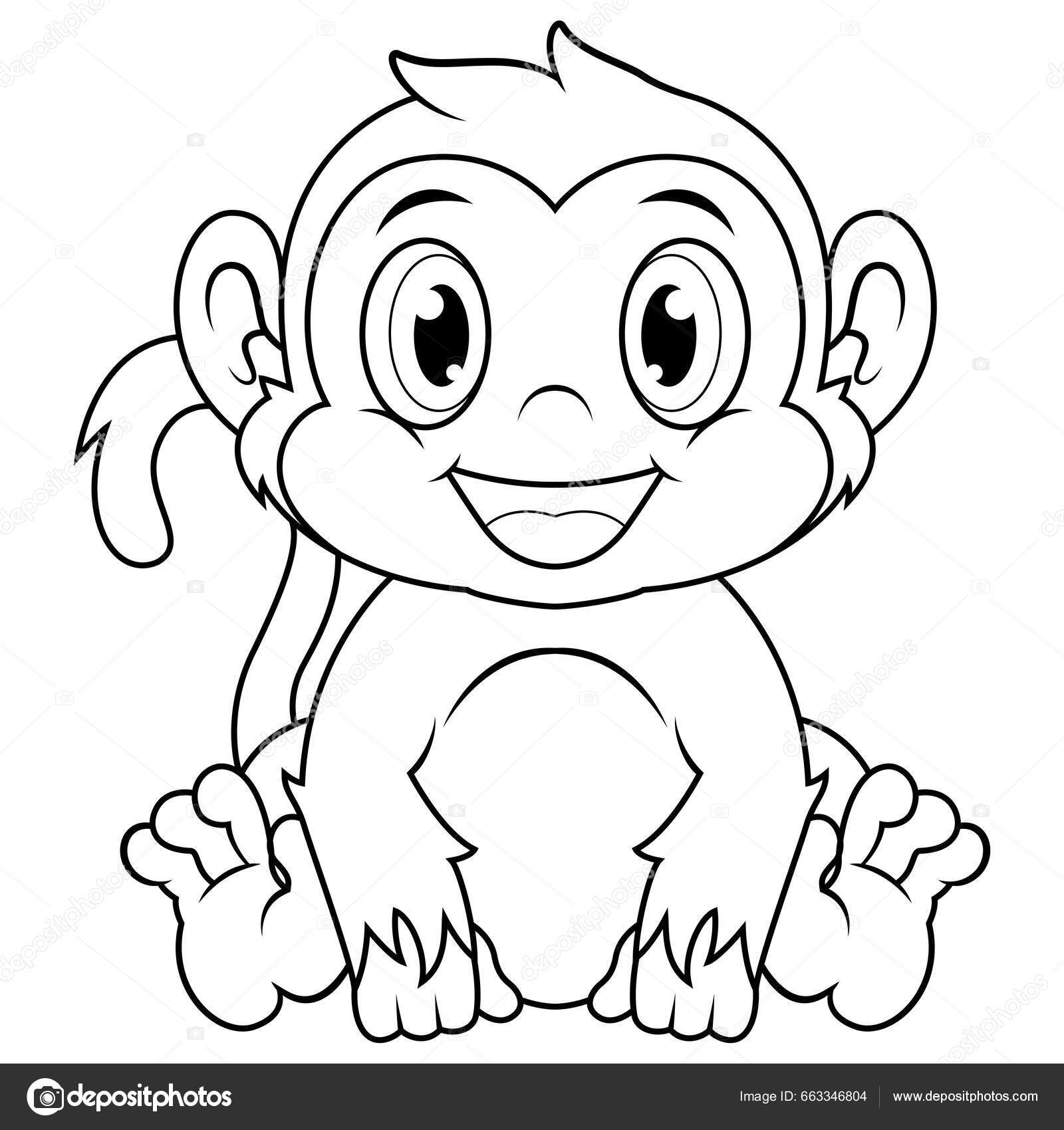 Grátis Macaco Bonito Dos Desenhos Animados Ai Formato PNG & AI de