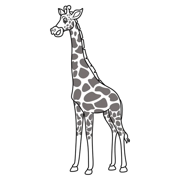 Happy Giraffe Cartoon Line Art — Stock Photo, Image