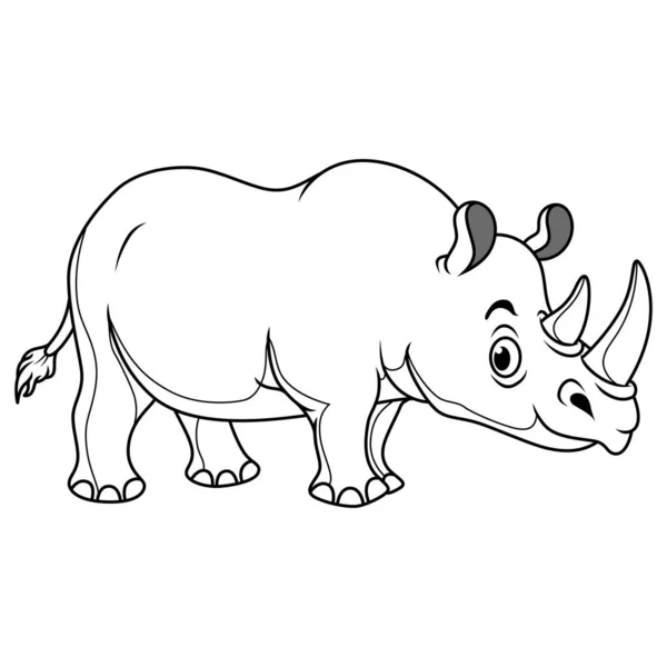 在线条艺术中孤立的卡通犀牛 — 图库照片