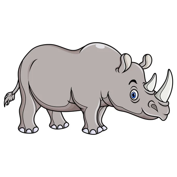 在白色背景下孤立的卡通犀牛 — 图库矢量图片