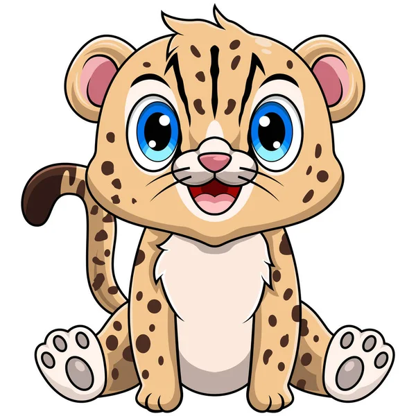 Cute Baby Cheetah Cartoon Sitting — Stock Vector