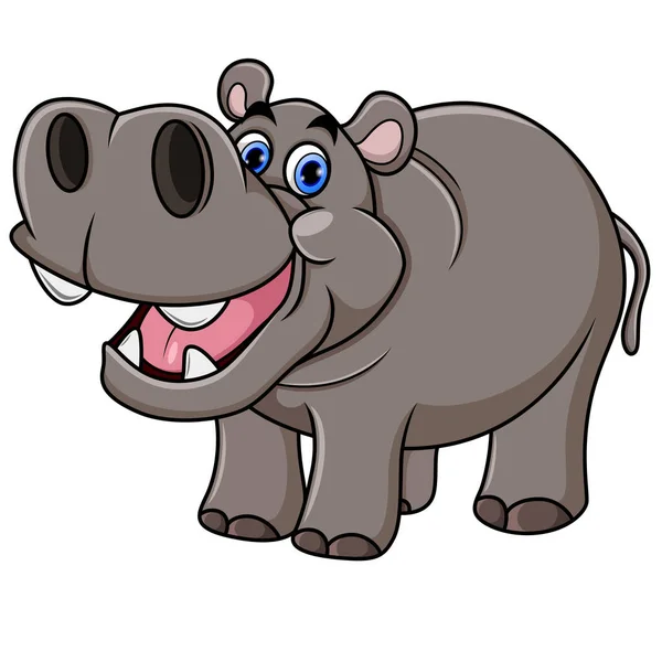 Desenhos Animados Hippo Com Boca Aberta — Fotografia de Stock