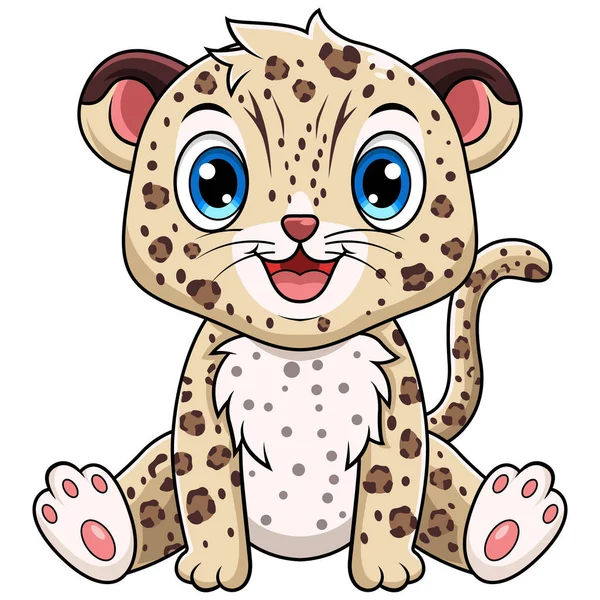 Aranyos Baba Leopard Rajzfilm Ülő — Stock Fotó