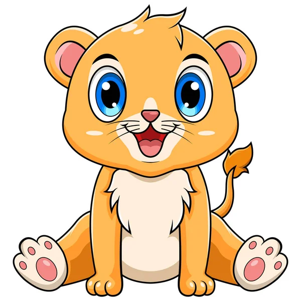 Mignon Bébé Lion Dessin Animé Assis — Image vectorielle