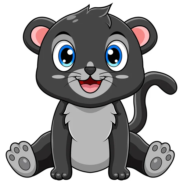 Cute Baby Black Panther Cartoon Sitting — Stock Vector