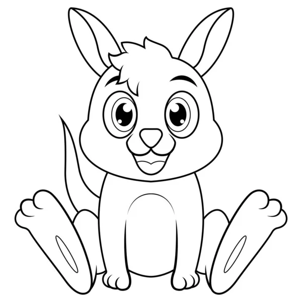 Cute Baby Kangaroo Sitting Cartoon Line Art — Stock Photo, Image