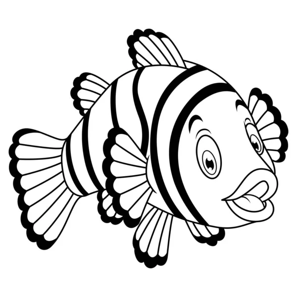 可愛いですピエロ魚漫画ラインアート — ストック写真
