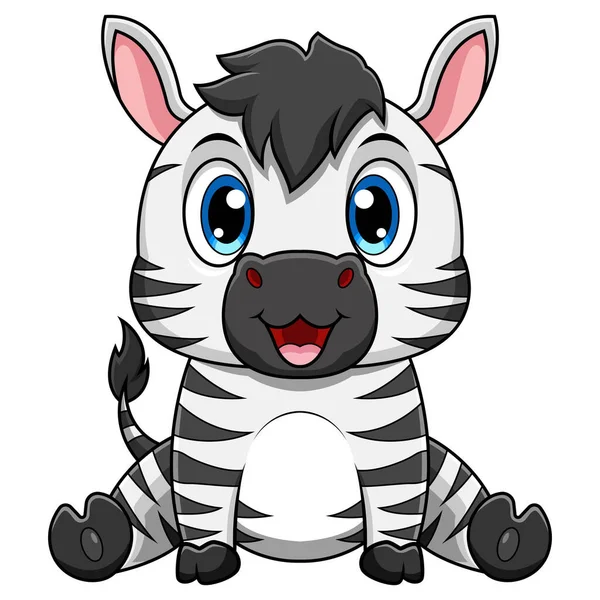 Cute Dziecko Zebra Kreskówka Siedzi — Zdjęcie stockowe