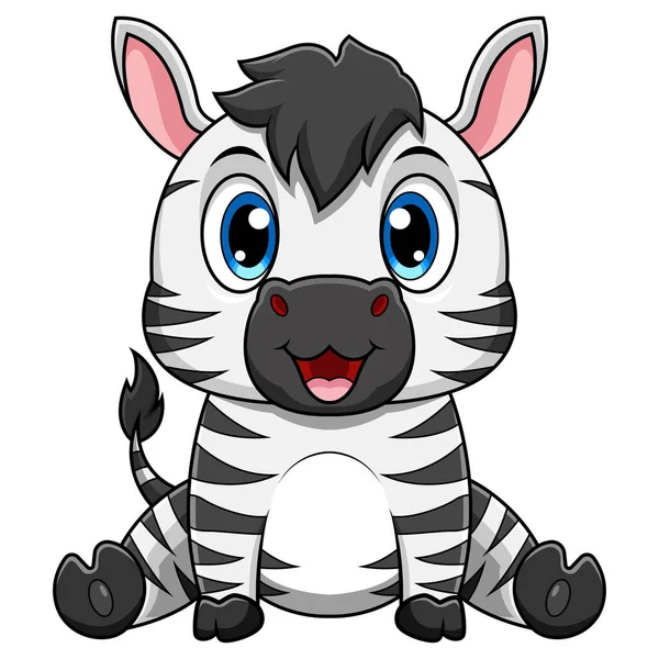Illustration Cute Baby Zebra Cartoon Sitting — Stock Vector