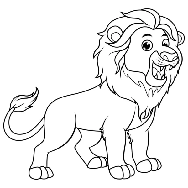 Lion Cartoon Roaring Line Art — Stock Photo, Image