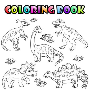 Çizgi film dinozorlarıyla boyama kitabı