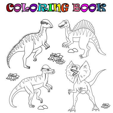 Çizgi film dinozorlarıyla boyama kitabı