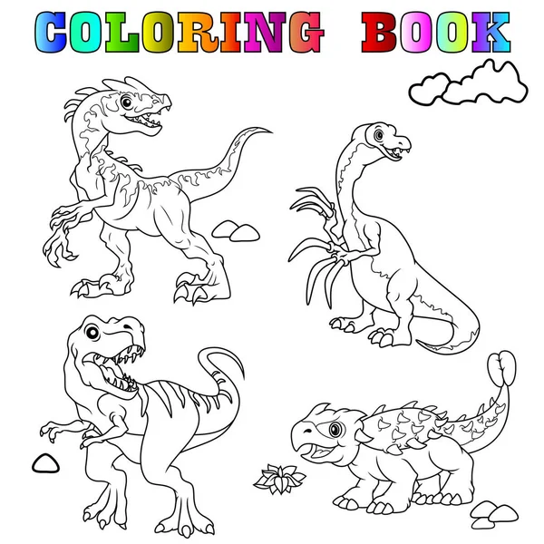 Ilustração Livro Para Colorir Com Dinossauros Desenhos Animados — Fotografia de Stock