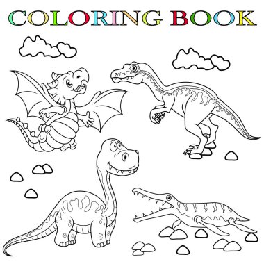 Çizgi film dinozorlarıyla boyama kitabı