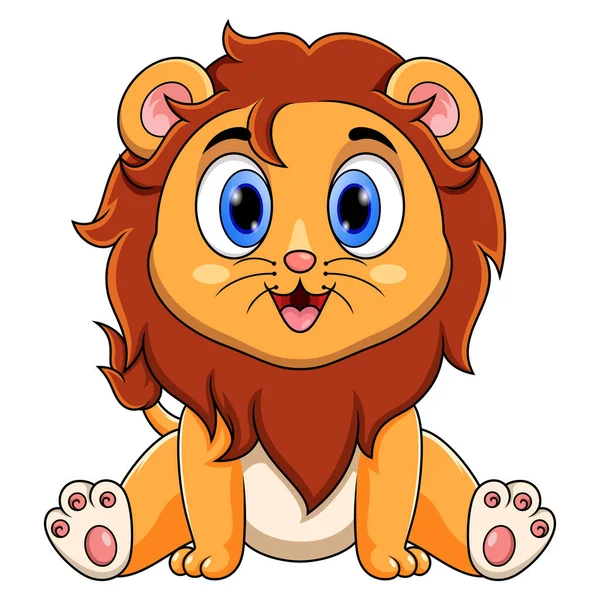Cute baby Lion cartoon sitting