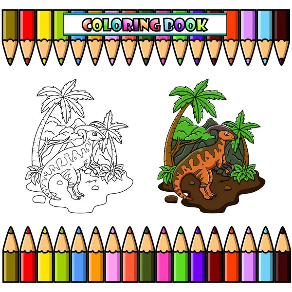 Cartoon Parasaurolophus Jungle Coloring Book — стоковое фото
