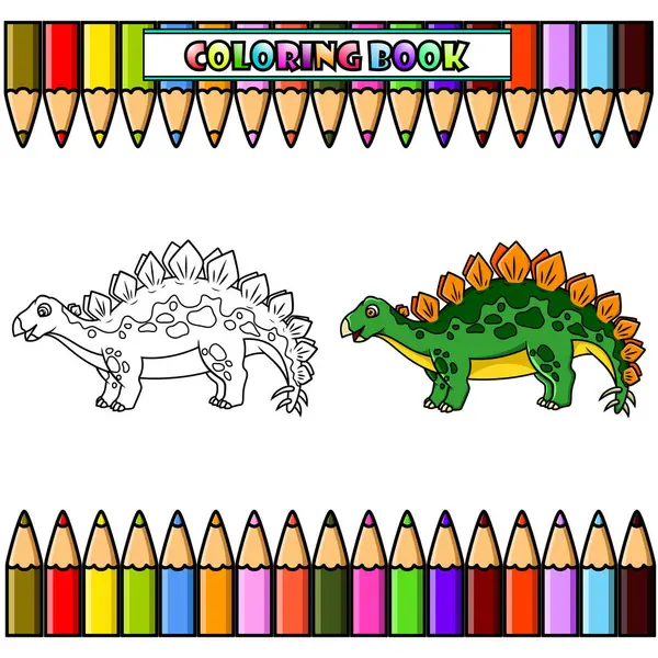 Desenhos Animados Stegosaurus Feliz Para Colorir Livro — Fotografia de Stock