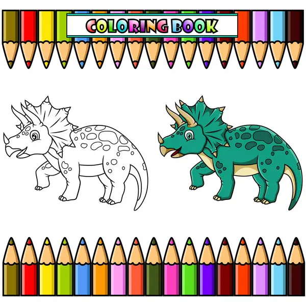 Cartoon triceratops for coloring book