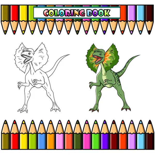 Desenhos Animados Dilophosaurus Para Colorir Livro — Fotografia de Stock