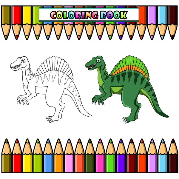 Cartoon Spinosaurus Pro Omalovánky — Stockový vektor