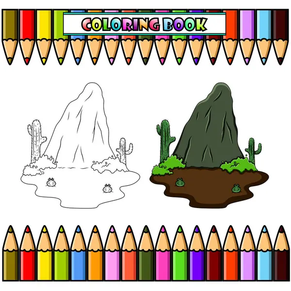 Ilustración Montaña Del Volcán Para Colorear Libro — Vector de stock
