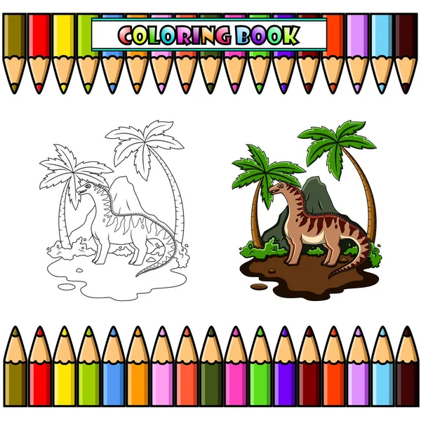 Cartoon Amargasaurus in the jungle for coloring book