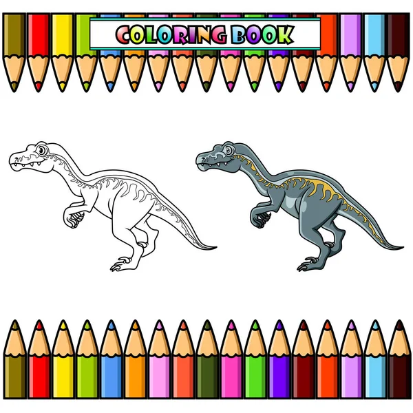 Cartoon dinosaur velociraptor for coloring book